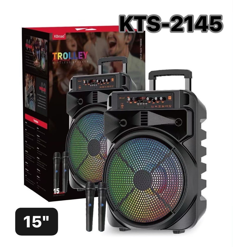 ลำโพงบลูทูธแบรนด์ KBroad รุ่น KTS-2145 ขนาดดอกลำโพง 15 นิ้ว