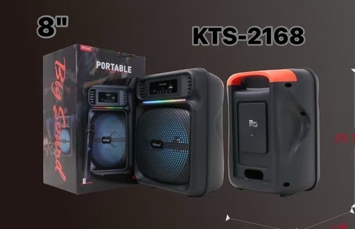 [KTS-2168] ลำโพงบลูทูธ KTS-2168 ดอกลำโพง8นิ้ว ฟรีไมค์ลอย1ตัว รองรับUSB TF เพิ่ม-ลดเสียงได้ เสียงดีขนาดพกพาง่าย มีหูหิ้ว พกพา ลำโพง
