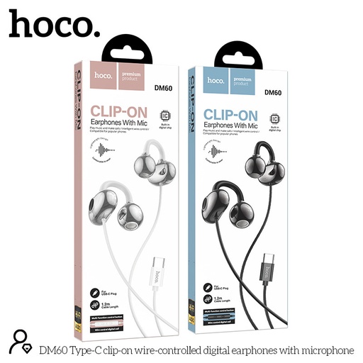 [DM60] Hoco DM60 หูฟังแบบหนีบหู แจ็ค Type-C เสียง HI-FI พร้อมไมโครโฟน เบสแน่นเ